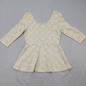Decree Womens Cream Lace Peplum Top Romantic Coquette Soft Girl Size M Ethereal